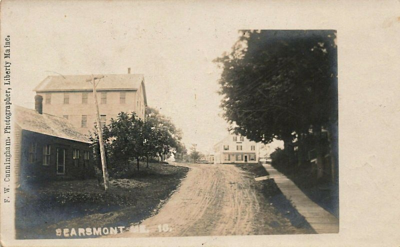 Searsmont ME Dirt Street Hill Houses F. W. Cunningham Real Photo Postcard