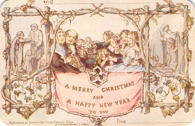 Reproduction Of First Known Christmas Card, In 1843, John Calcott Horsley, R.A. 