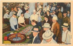 1936 Gambling Bank Club Interior Reno Nevada Teich postcard 4778