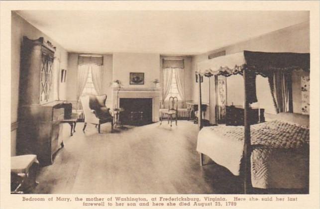 Virginia Fredericksburg Bedroom Of Mary In Home Of Mary Mother Of George Wash...