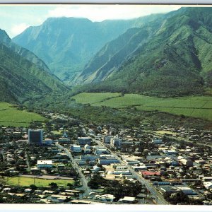 c1980s Wailuki, Maui, HI Downtown Hawaii Birds Eye Chrome Photo 4x6 Postcard M2