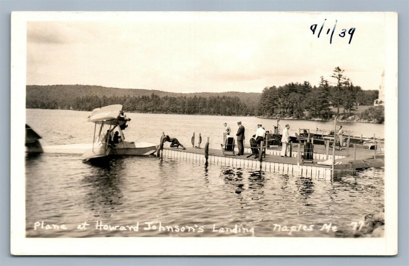 NAPLES ME AIRPLANE HOWARD JOHNSON'S LANDING VINTAGE REAL PHOTO POSTCARD RPPC