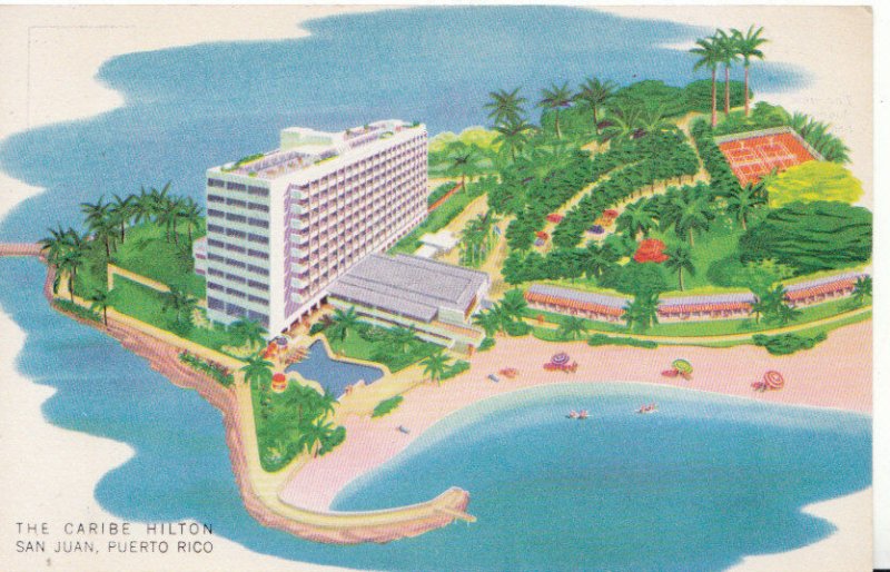 Puerto Rico Postcard - The Caribe Hilton Hotel - San Juan - Ref 3838A
