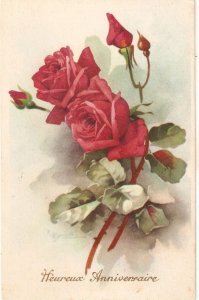 Beautiful roses, by Caytherine Klein Old vintage American Greetings postcard