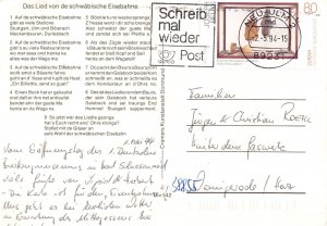 Germany Comic Advertising Schwaebische Eisebahne Train Goat Song postcard