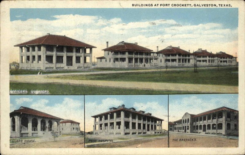 WWI Galveston Texas TX Fort Crockett Military Base Multi-View Vintage Postcard