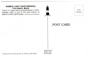 Nubble Light Cape Neddick Maine Coastal Vintage Lighthouse Postcard