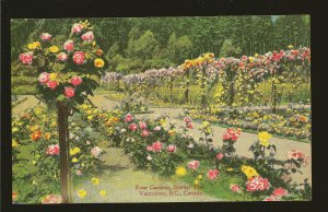 Postmark 1948 Vancouver BC Rose Garden Stanley Park Color Postcard