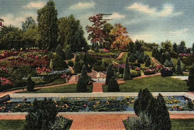 1940s LINCOLN NEBRASKA ANTELOPE PARK ROCK GARDEN LINEN POSTCARD 46-119