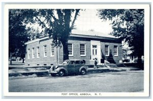 1949 Post Office Classic Car Exterior Building Angola New York Vintage Postcard