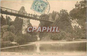 Old Postcard Paris Buttes Chaumont The Suspension Bridge and Belvedere