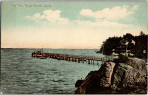 View of the Pier at Short Beach CT Early 1900s Vintage Postcard Q04