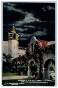 c1910 Moonlight Quiet Patio San Diego Panama-California Exposition CA Postcard