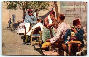 Postcard Turkey  Constantinople A Turkish Barber Shop E15