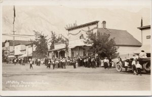 Lillooet BC July 1st Demonstration People Auto AWA Phair Real Photo Postcard E88