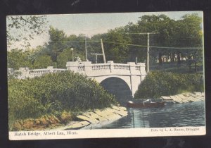 ALBERT LEA MINNESOTA HATCH BRIDGE L.A HANES DRUGGIST VINTAGE POSTCARD 1910