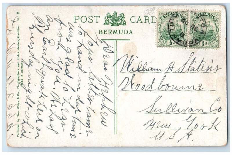 c1910 Panorama View from Princess Hotel Bermuda Antique Posted Postcard