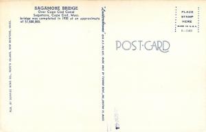 SagamoreCape Cod MAShip Under Sagamore Bridge Over Cape Cod Canal1950s PC