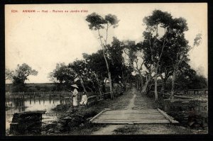 Vietnams Vintage postcard  Annam Hue Ruines au jardin d'ete