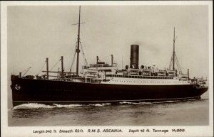 STEAMER STEAMSHIP RMS Ascania REAL PHOTO Old Postcard