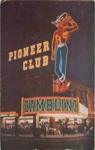 Cowboy Night Neon Las Vegas Nevada Postcard Roberts Desert Souvenir 20-818