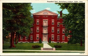 Vtg 1930s Founders Hall Heidelberg College Tiffin Ohio OH Linen Postcard