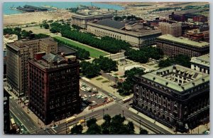 Vtg Cleveland Ohio OH Civic Center & Mall City 1950s Aerial View Postcard