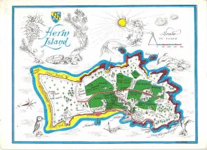 B100518 herm island postcard map cartes geographiques guernsey   uk