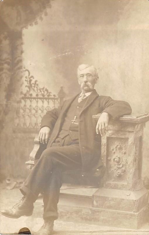 Man Sitting in a Chair Real Photo Unused 