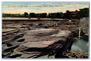 The Rocks At Low Water On The Hudson River Glens Falls New York NY Postcard