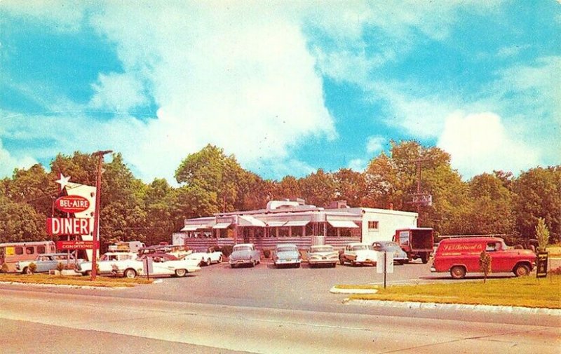 Peabody MA Bel-Aire Diner Old Cars Truck Postcard