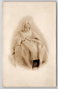 RPPC Sick Baby Rue on Chair with Not So Hidden Mother Postcard H23