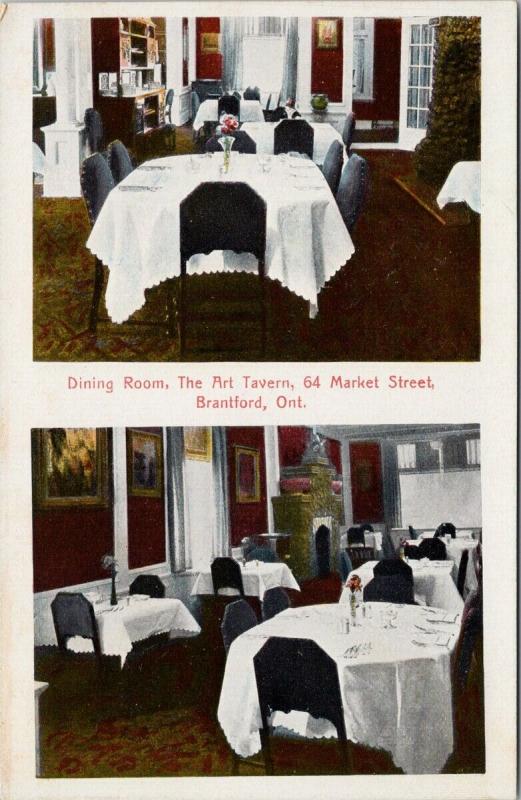 The Art Tavern Brantford Ontario ON Dining Room Multiview Unused Postcard F7