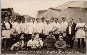 Gollmar Bros Circus c1912 Dressing Room Group People Clowns Postcard E32 *As Is