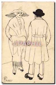 Old Postcard (drawing hand) Male Female