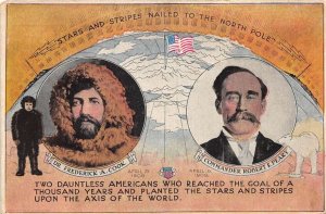 North Pole Expedition Explorers Cook Peary Vintage Postcard AA72132