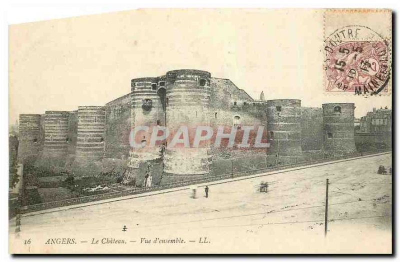 Old Postcard Angers Le Chateau Overview