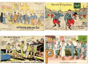 MILITARY HUMOR, 300 Old Postcards Mostly pre-1950 (L6201)