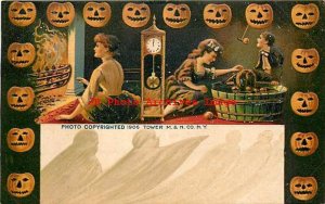 Halloween, Tower No 101S-1, Woman Watches Fire, Children Bobbing Apples