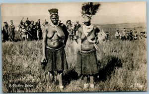 AFRICAN NATIVE BRIDE VINTAGE REAL PHOTO POSTCARD RPPC