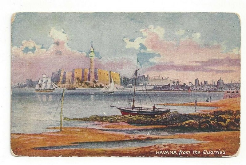 Postcard Cuba Havana from the Quarries Standard View Card Seaport Capital Boats