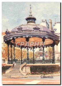 Postcard Modern Watercolor Saint Etienne kiosk at Place Jean Jaures