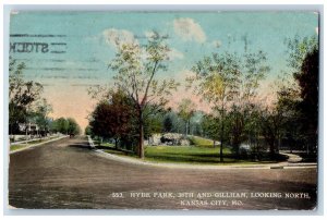 Kansas City Missouri Postcard Hyde Park 38th Street & Gillham Looking North 1912