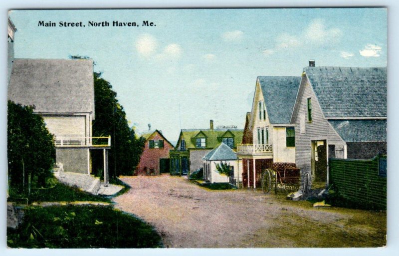 NORTH HAVEN, Maine ME ~ MAIN STREET Scene 1912 Knox County Postcard 
