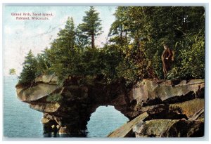 c1910 Grand Arch Sand Island Cliff Rock Ashland Wisconsin Vintage Wis Postcard