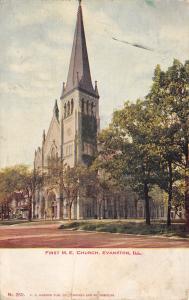 Evanston Illinois c1906 Postcard First M.E. Church by V.O. Hammon