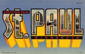 LPS43 ST. PAUL MINNESOTA LARGE BIG Letter Postcard