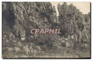 Old Postcard Cave Caves Annam Tourane Marble Mountains View taken near the ca...