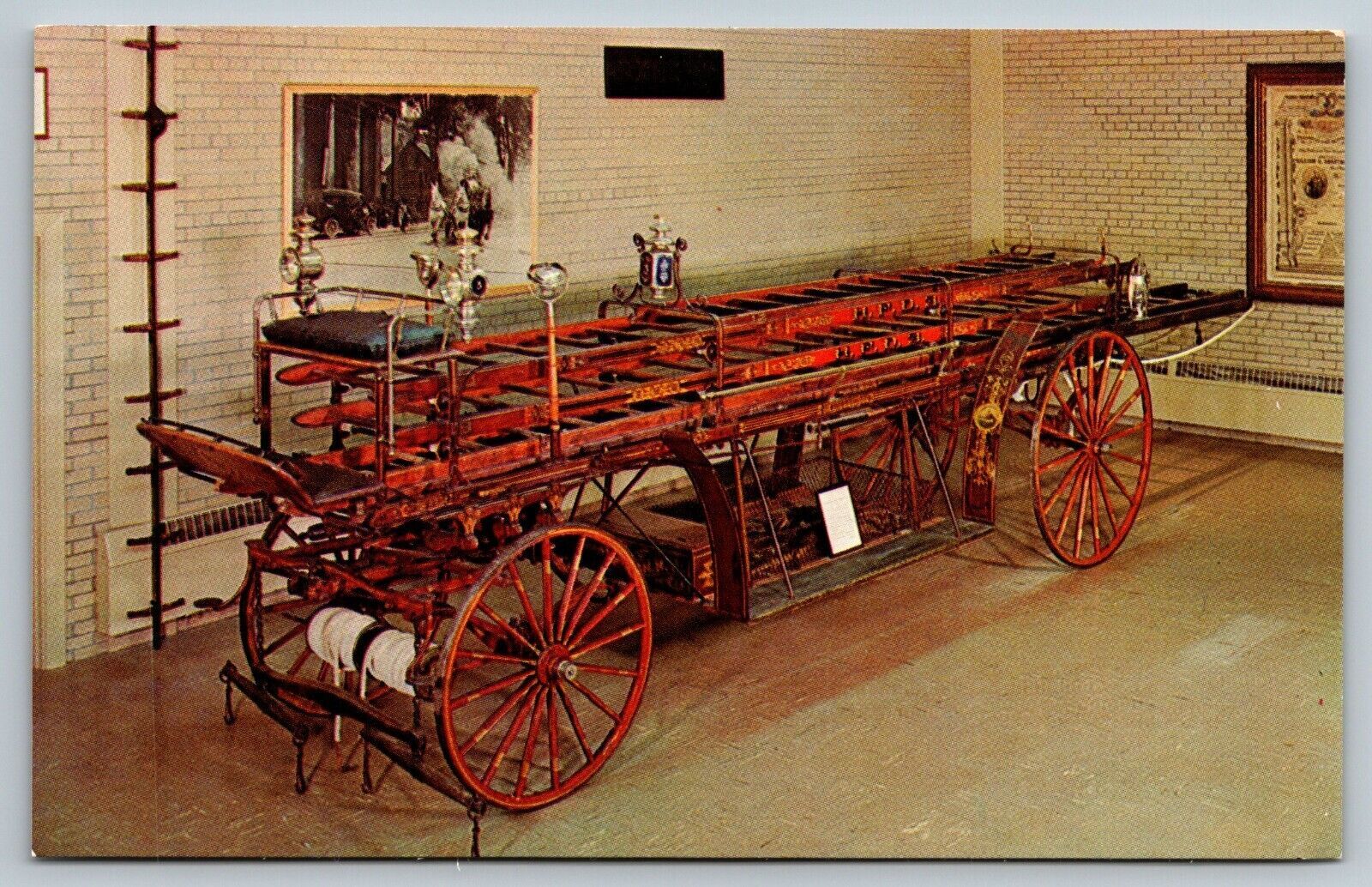 Fire Truck Engine Fireman Postcard Firemen's Home New York Hudson