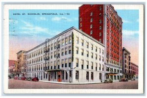 Springfield Illinois IL Postcard Hotel St. Nicholas Building Hotel Empire Posted